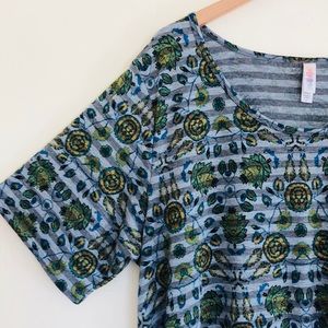 LuLaRoe Perfect Tee Peacock Feathers & Flowers